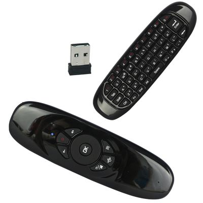 Black Rechargeable Remote Control / Smart Tv Keyboard Mouse With 3D Motion Sense