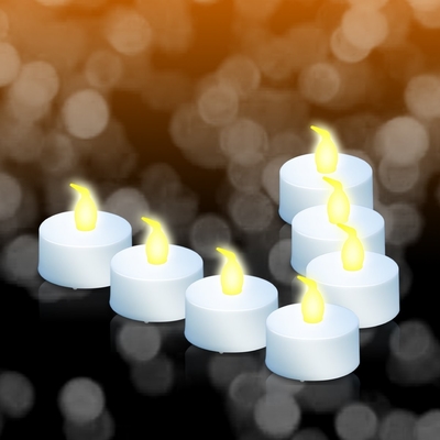 Yellow Flickering Electric Faux Tea Lights , Fake Flameless Votive Candles 