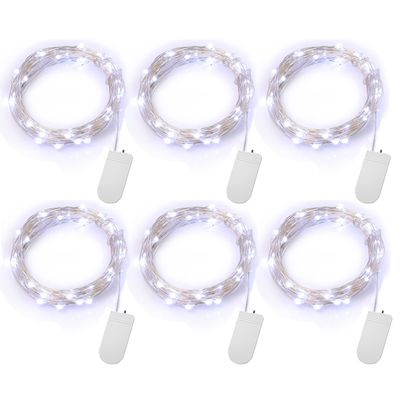 6 PCS Cool White Battery کار می کند چراغ رشته ای برای دکوراسیون های حزب